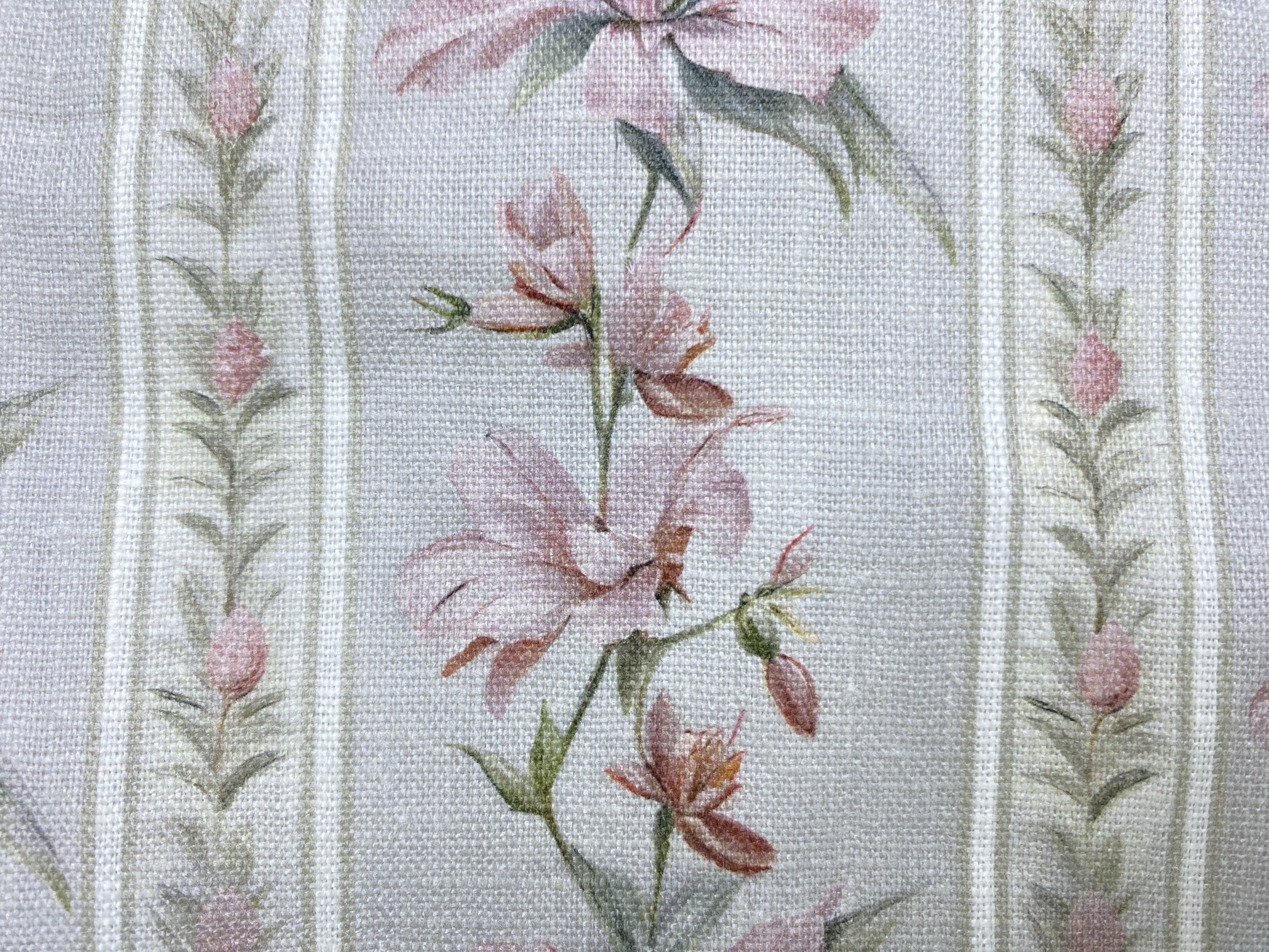 Ткань Лен серого цвета с принтом  полосы цветами 20312 3