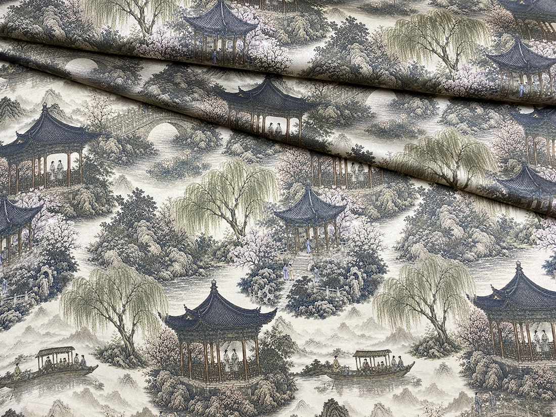 Ткань Шёлк бежевый в стиле Шинуазри 46859 1