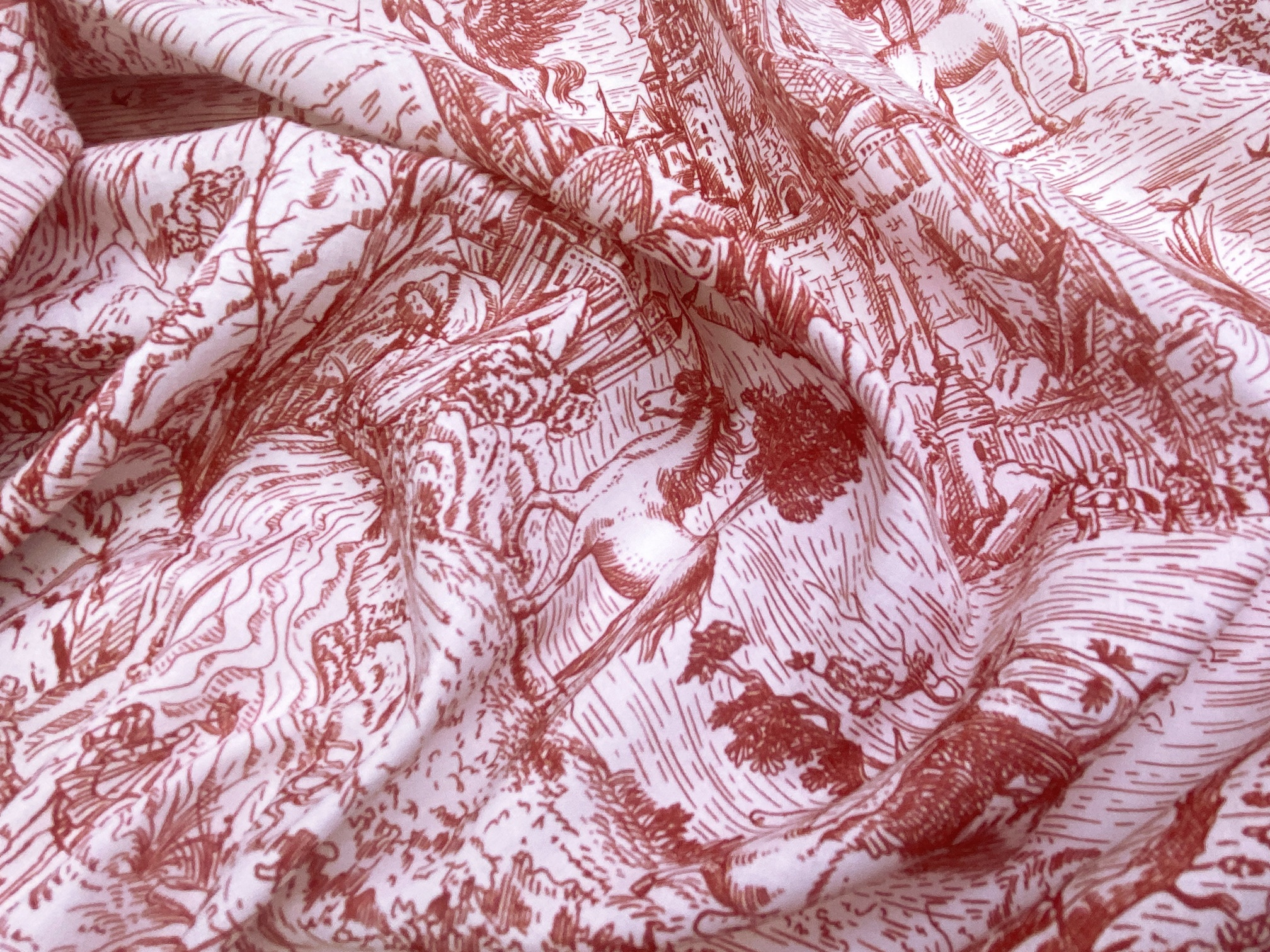 Ткань Поплин  белого цвета с принтом в стиле Де Жуи 14336 2
