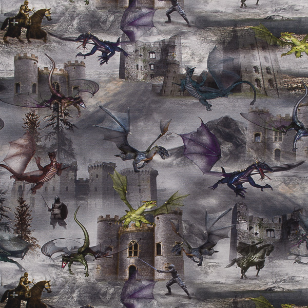 Ткань Трикотаж - Рыцари и драконы QT1 1
